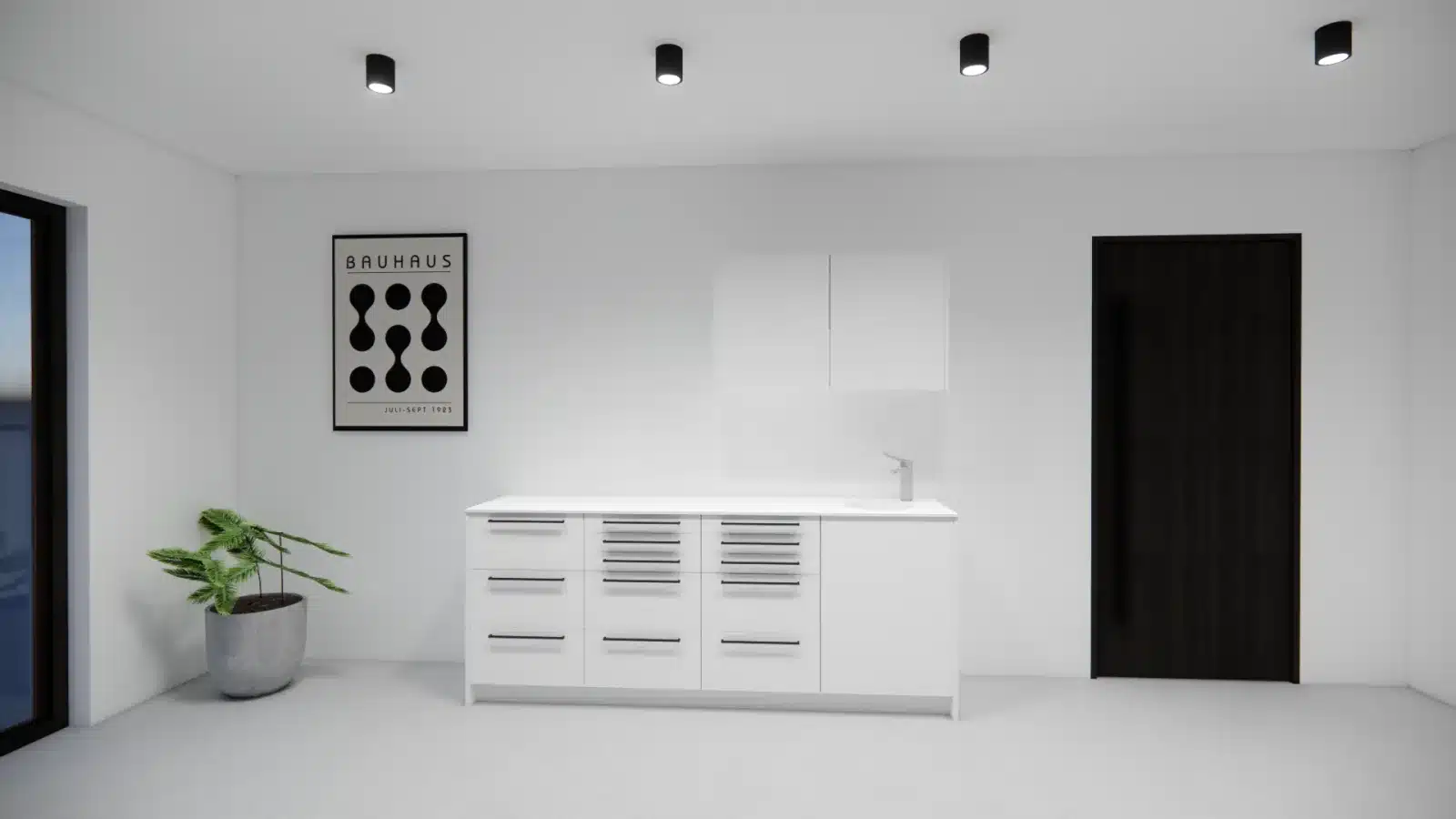 Mobilier blanc sur mesure pour salle de soins médicale